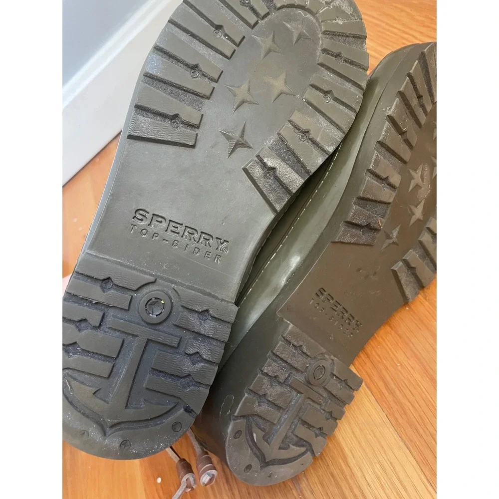 Sperry Top-Sider Saltwater Olive Green Rubber Rain Boots Womens 8 STS99566